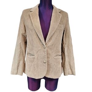 Vintage 80s Cori Tan Corduroy Fitted Blazer Size 9 Juniors G73